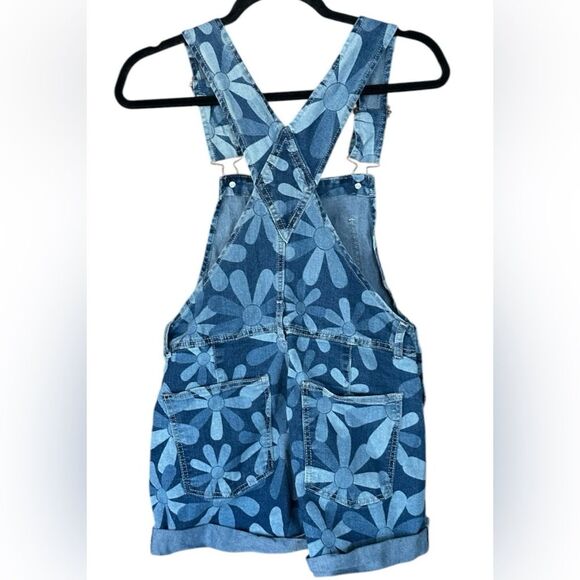 No Boundaries Floral Denim Teen Shortalls Overalls. Size Small (3-5) Juniors EUC - Picture 2 of 4